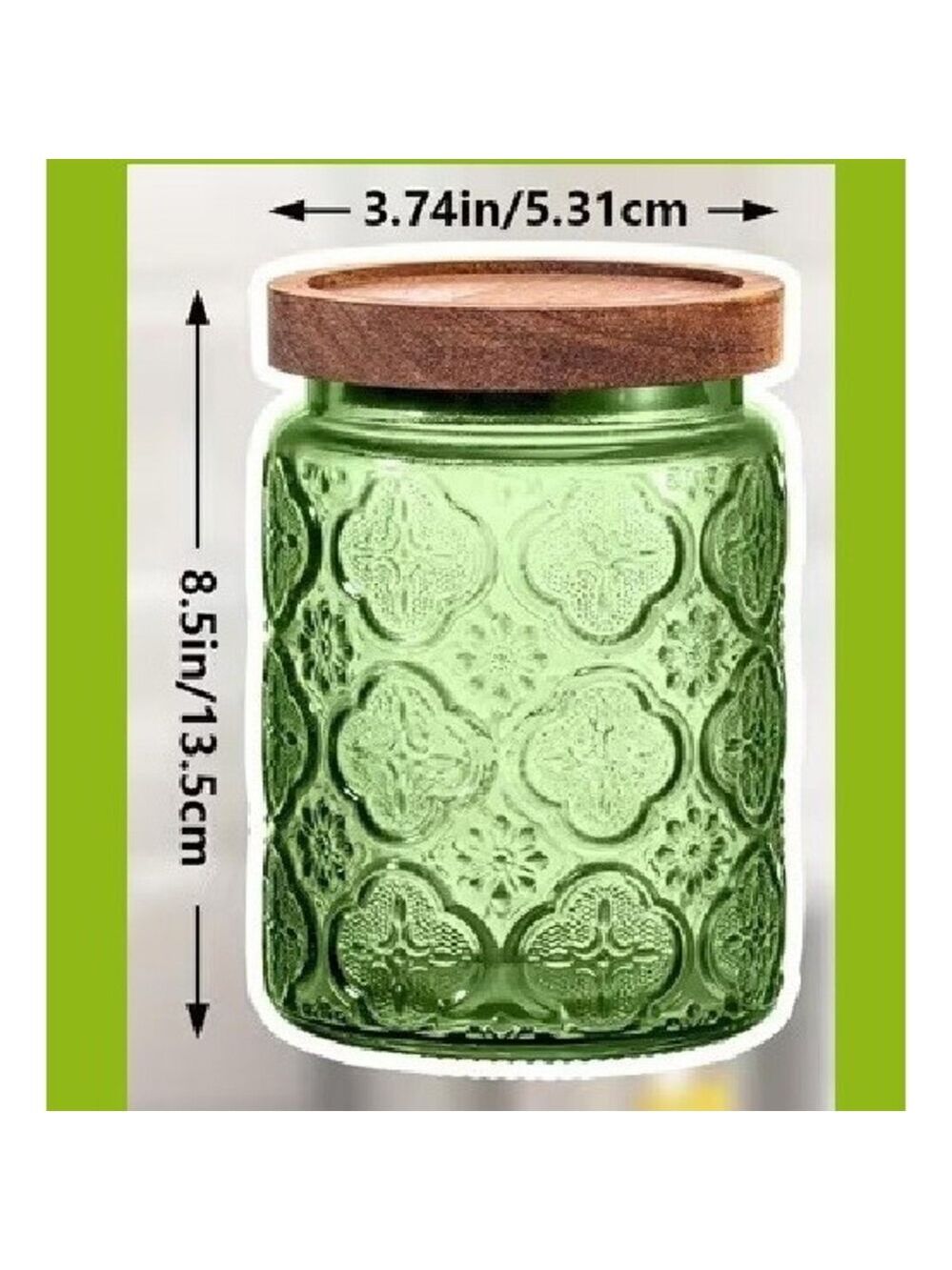 NIB Textured Colored Glass Jar Airtight Wooden Lid, 24 Fl Oz Container 1 Piece - Picture 2 of 15